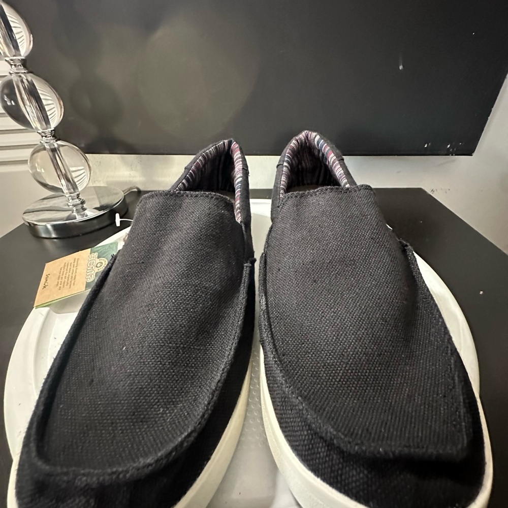 🆕Sanuk Sideline 2 Hemp Black Slip On Canvas Shoes - Picture 2 of 12